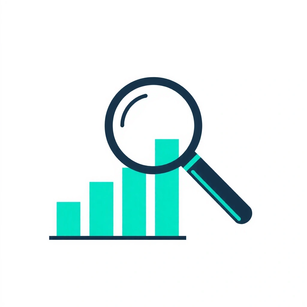 Icon representing a magnifying glass over a chart