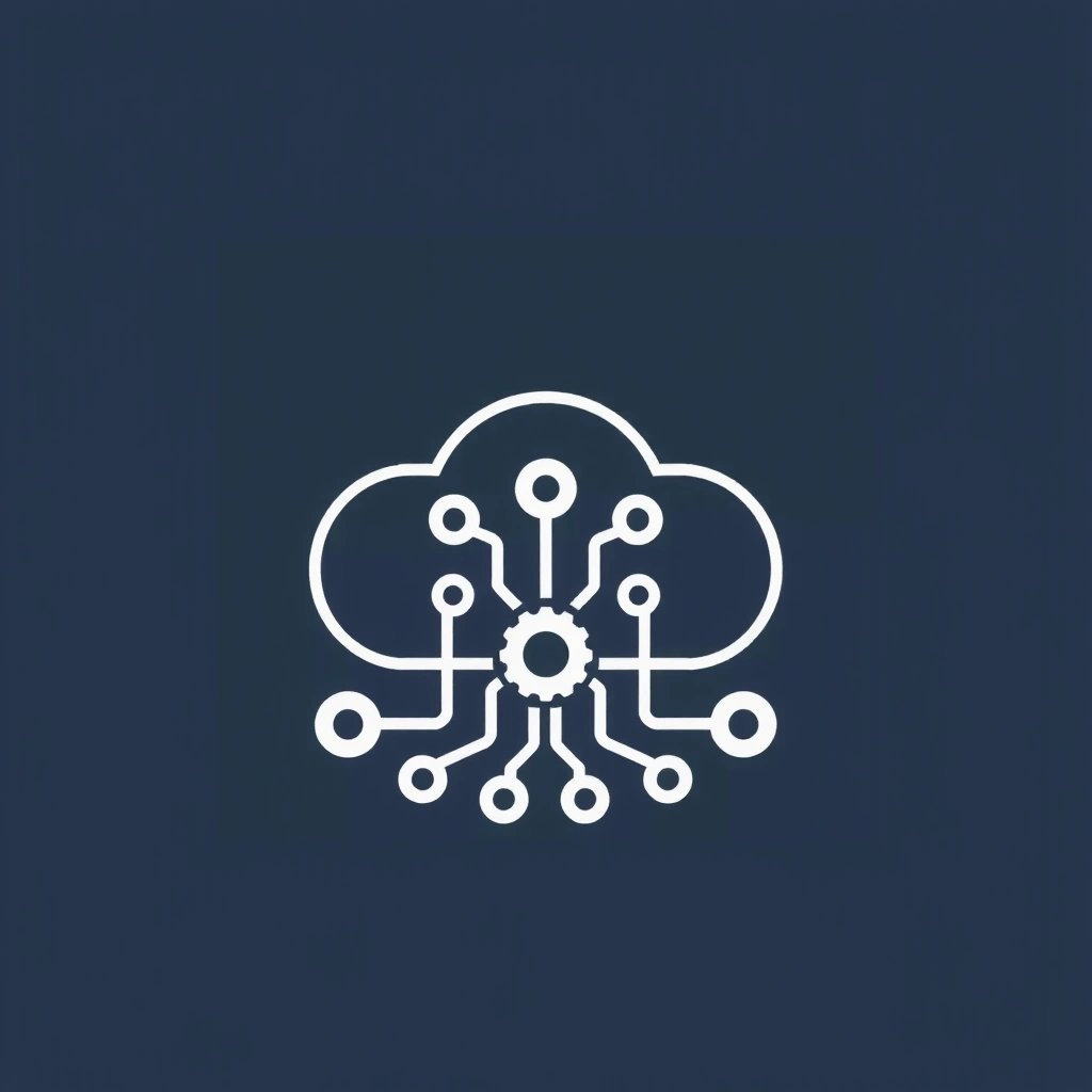 Icon representing a cloud with data flowing