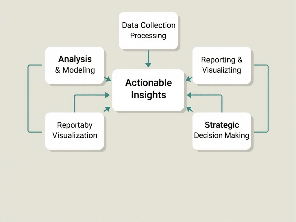 Diagram illustrating the corporate analytics process from data collection to insights