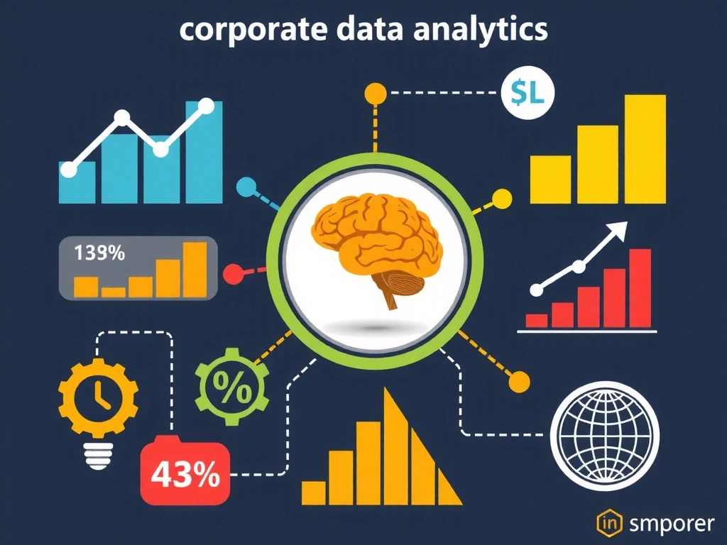 Infographic representing data analysis, charts, and insights for corporate analytics