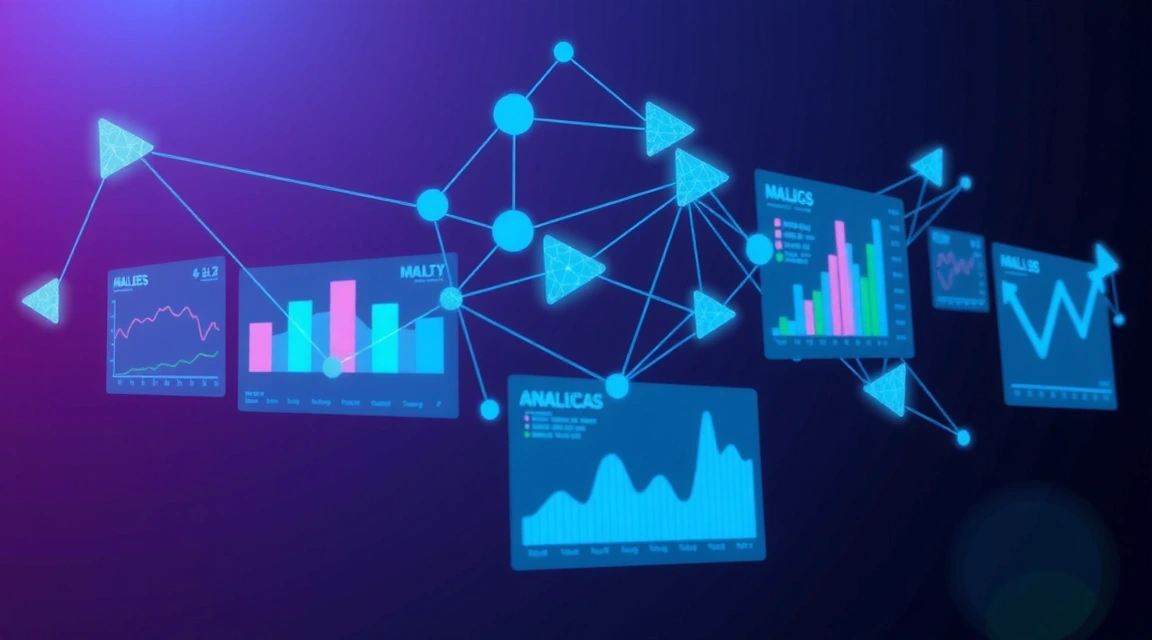 A complex network of interconnected data points and analytical charts, representing the vastness and intricacy of data in business.