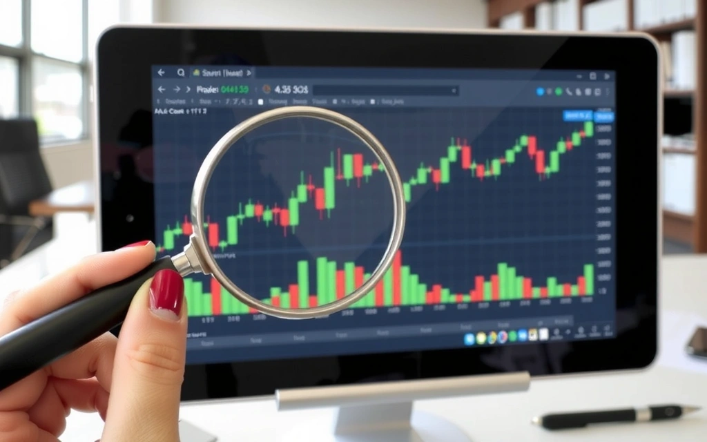 Magnifying glass over a chart, symbolizing market research and data analysis