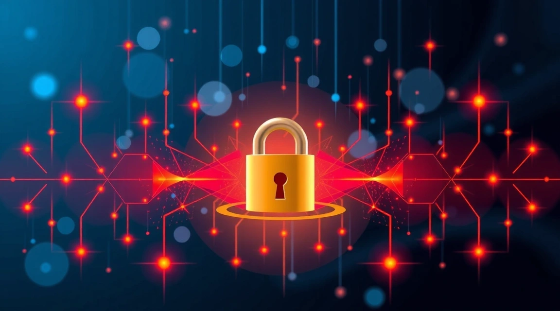 Digital privacy concept with padlock and data streams