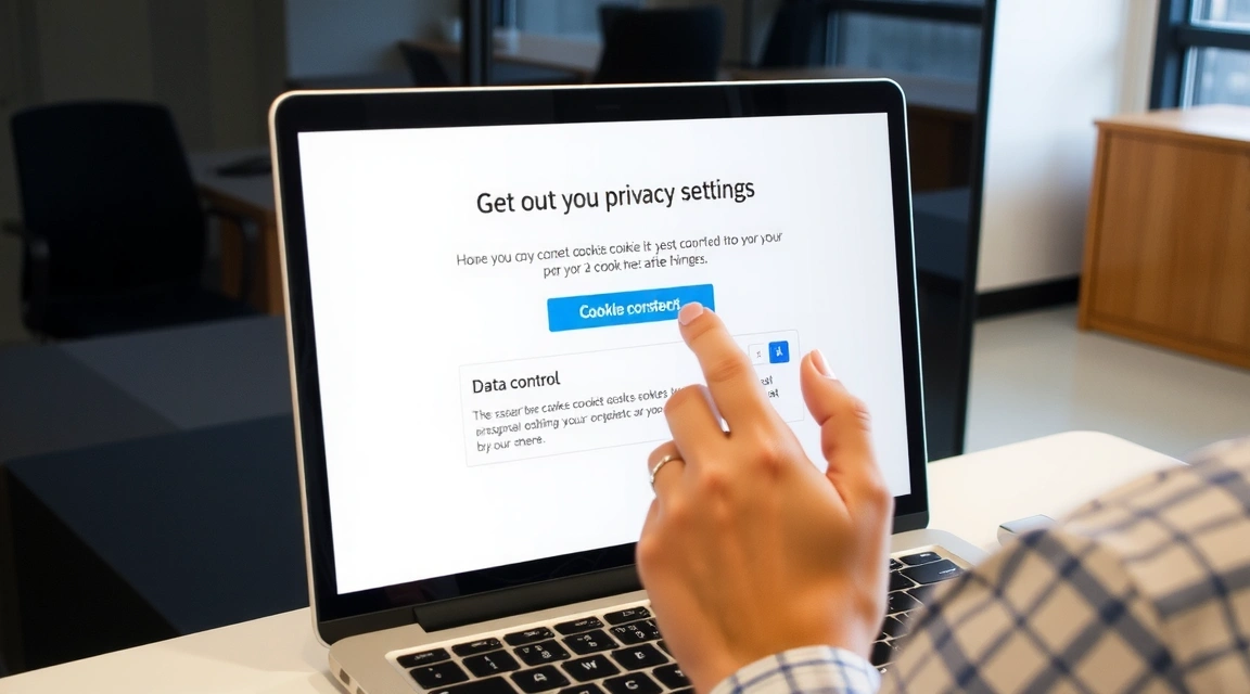 User with privacy settings on a computer screen